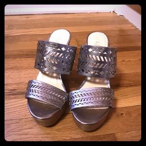 Ralph Lauren Silver Sandals Slip on Espadrilles